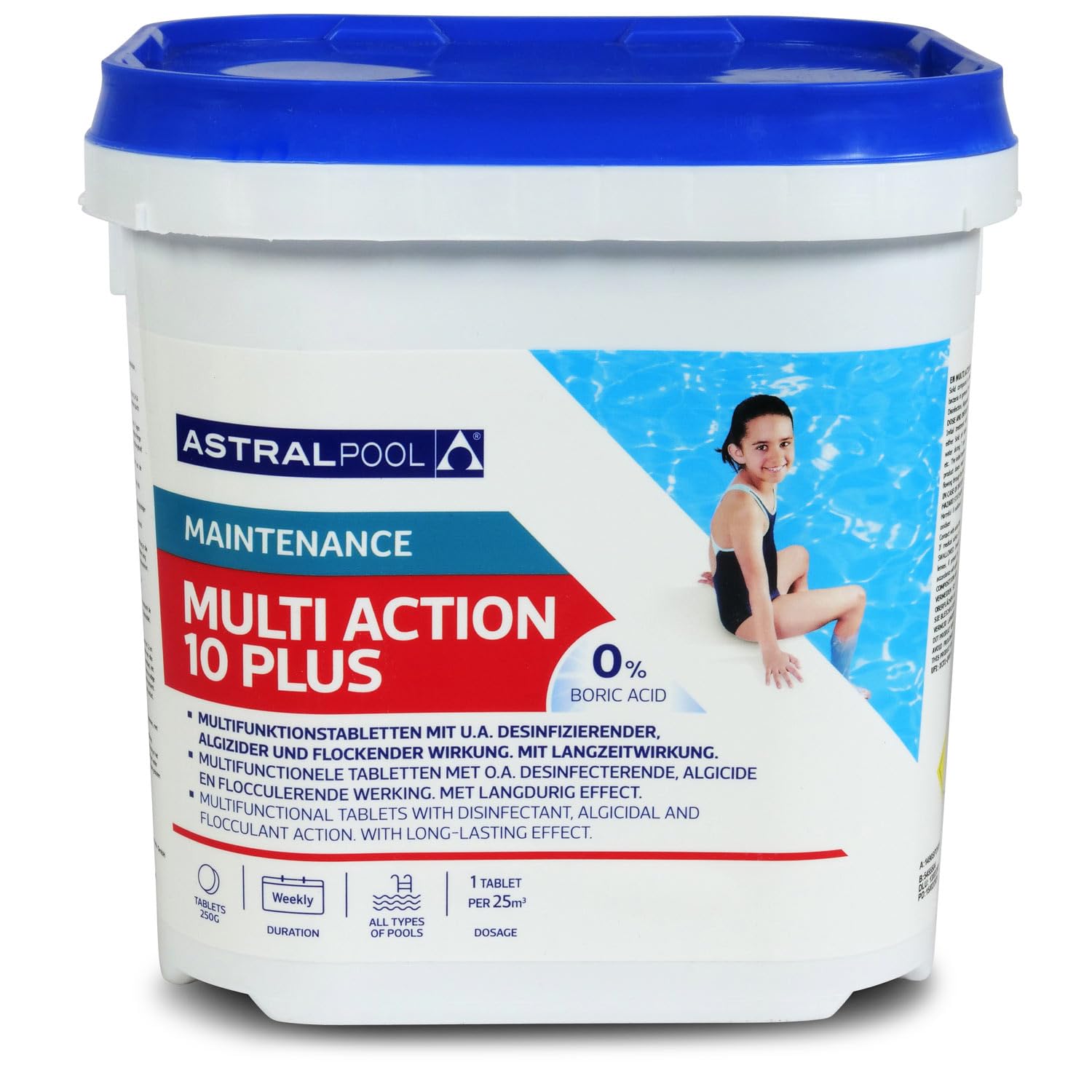 Astral Pool Multi Action 10 Plus - 5 kg Langsam lösliche 10in1 Chlortabletten für Pool Langzeitdesinfektion und Algenkontrolle