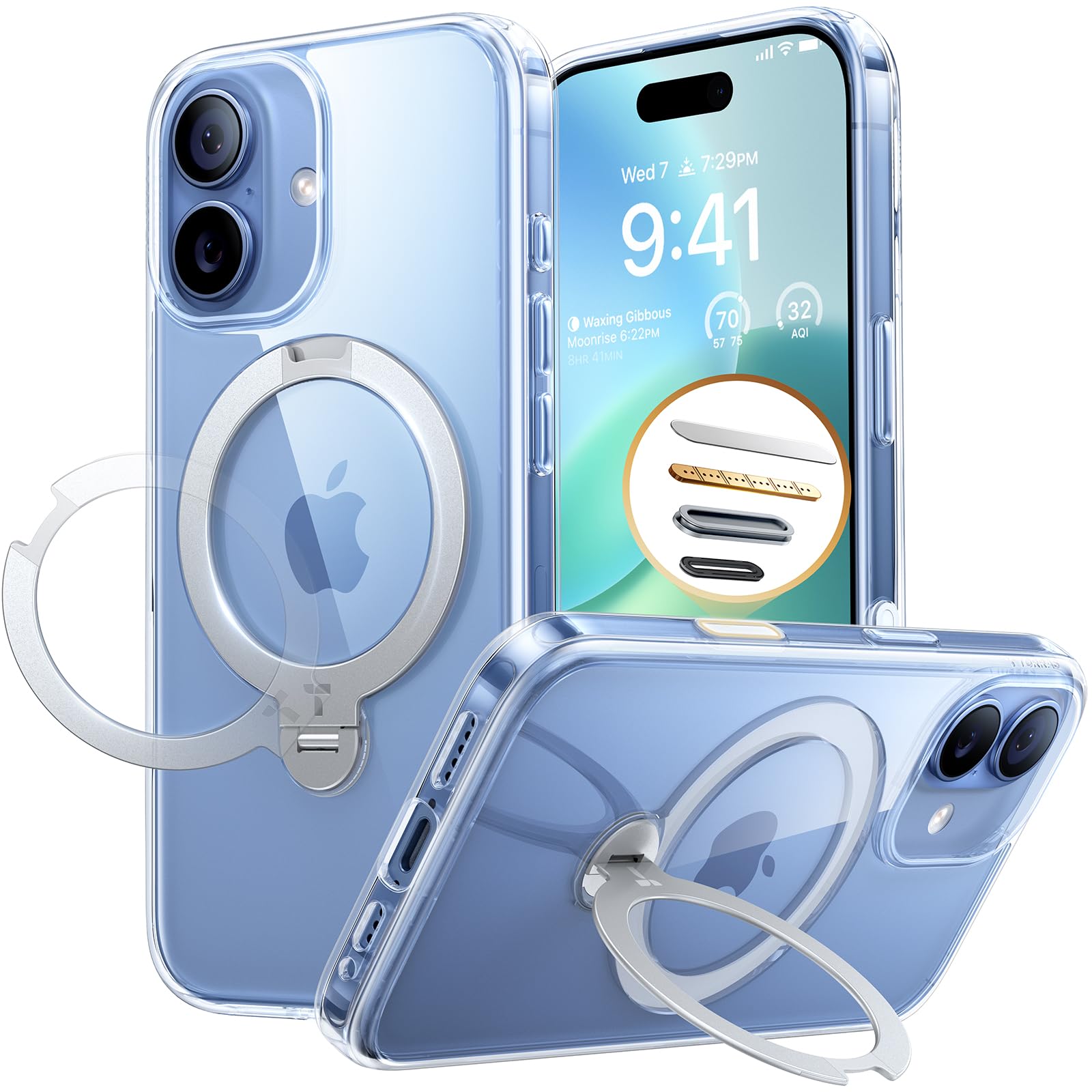 Photo 1 of TORRAS Q3 Spin for iPhone 17 Case with 360 Magnetic Stand, Fit for MagSafe, Non-Yellowing Kickstand Case for iPhone 17 Phone Case with Camera Control Cover, Hard PC Protection, Clear