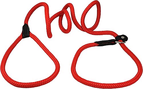 Miniatura 2 de Perros My Love cuerda de nailon antideslizante correa ajustable Collar de perro y correa 6ft de largo Rojo