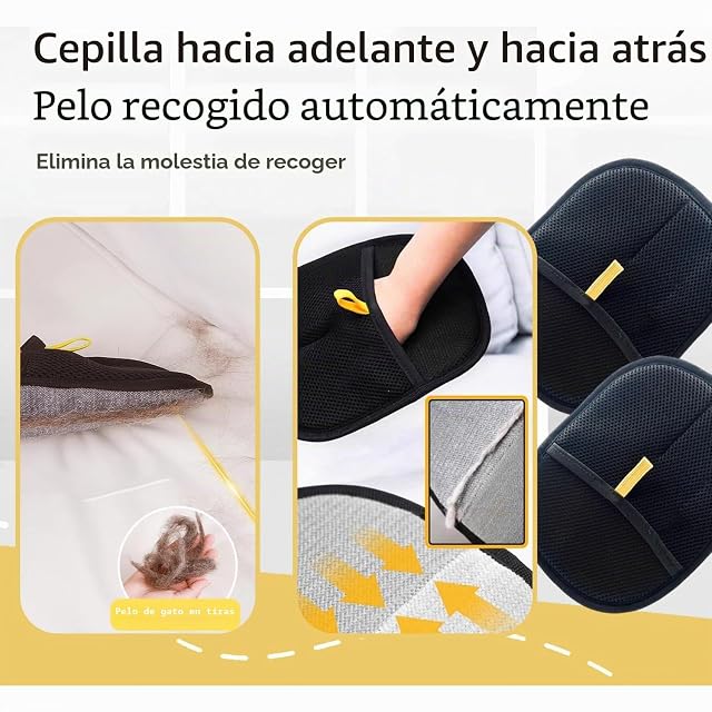 Foto 4 de 7 de 2 Guantes Quitapelos para Mascotas, Guante para Eliminar El Pelo de Perro, Guante de Depilación Electrostática