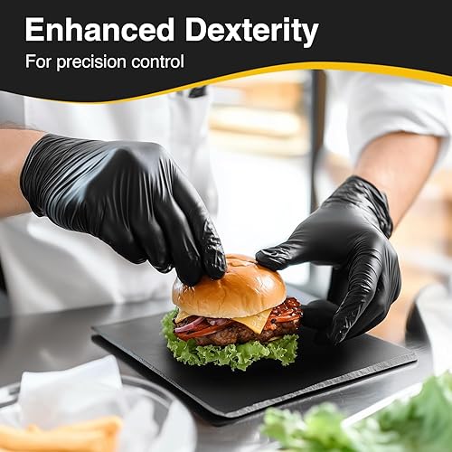 Miniatura 10 de Schneider Guantes de examen de nitrilo, guantes desechables sin látex negro, sin polvo, para médicos, cocinar, limpiar y preparar alimentos