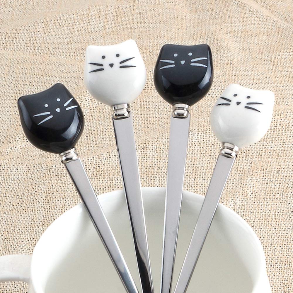 20 Mini Cucchiai Per Gatti In Acciaio Inox 304 - Cucchiaini A Forma Di Gatto Per Caffè, Tè, Dessert, 11,5 Cm - 2