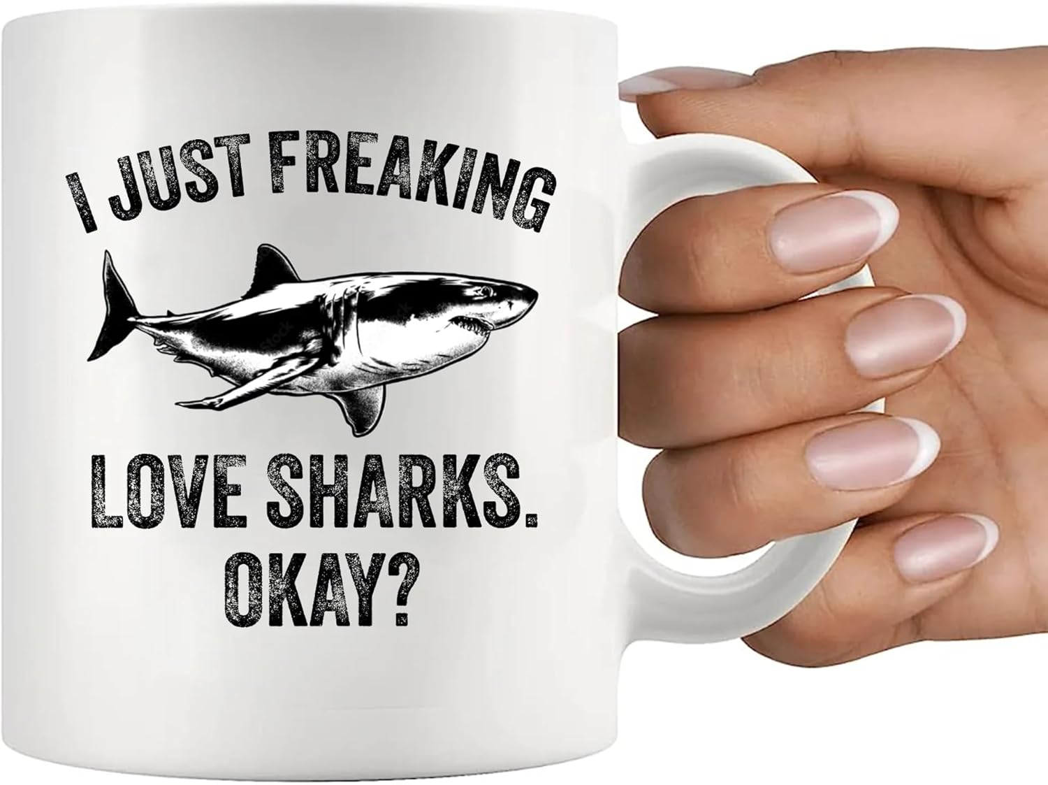 I Just Freaking Love Sharks Ok Shark Gifts Shark Lover Gifts For Women Men Marine Biologist Water Animals Lovers Novelty Drinkware Ceramic Coffee Mug 11 oz White - Image 7