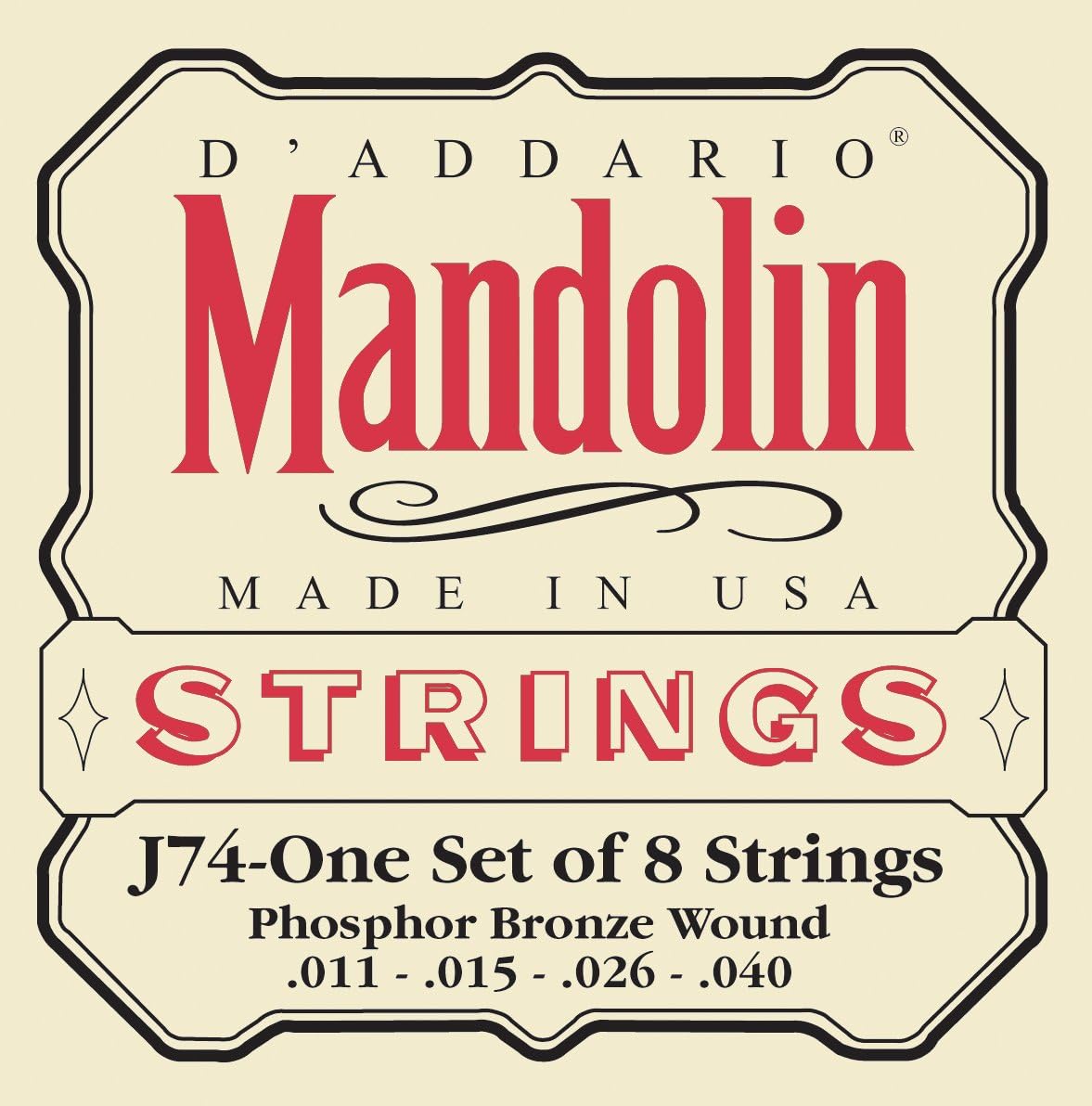 D'Addario J74 Mandolin Strings, Phosphor Bronze, Medium, 11-40