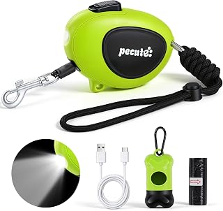 pecute hundeleine 2.7m for Welpe und Katze 0-12kg，Rollleine mit LED