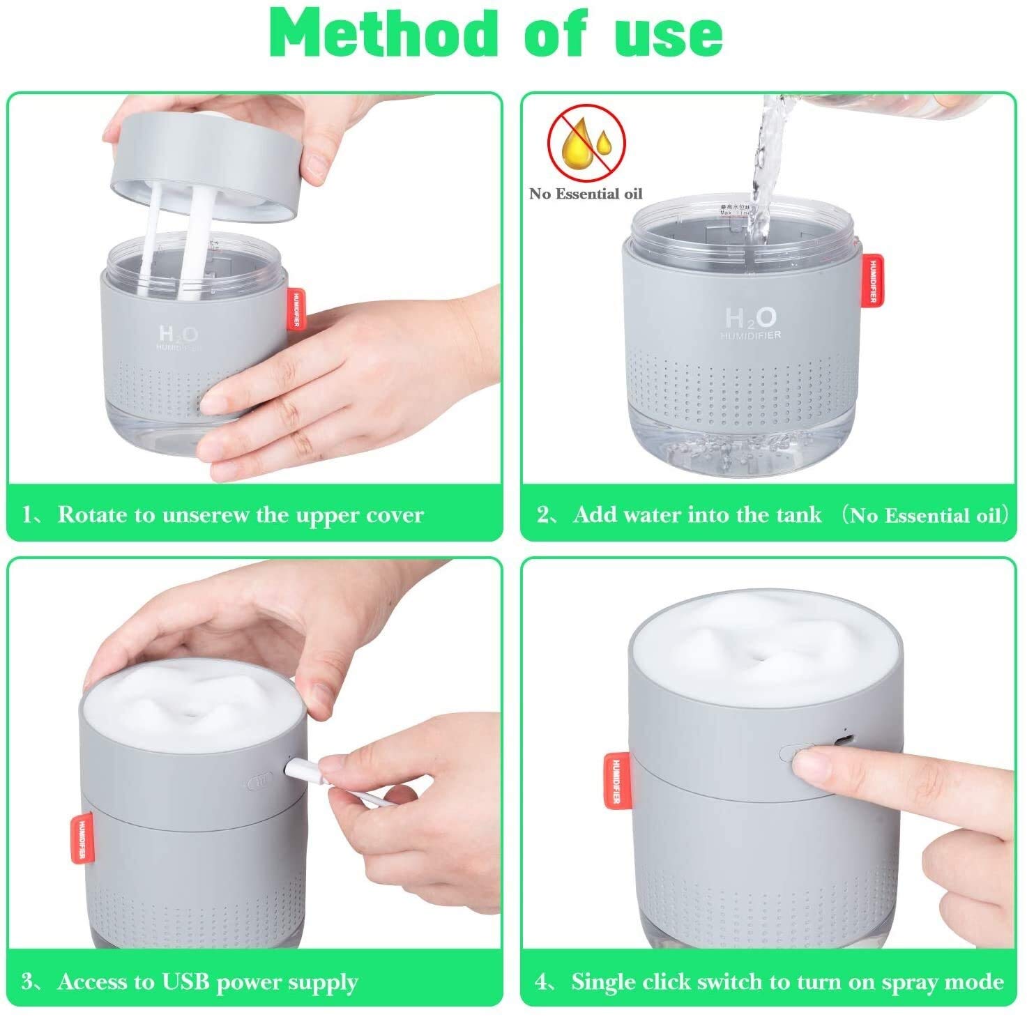 Domésticos Humidificador de Niebla Fresca, humidificadores de Aire de 500 ml con luz de Noche for la Oficina de la habitación de los niños del hogar del Dormitorio