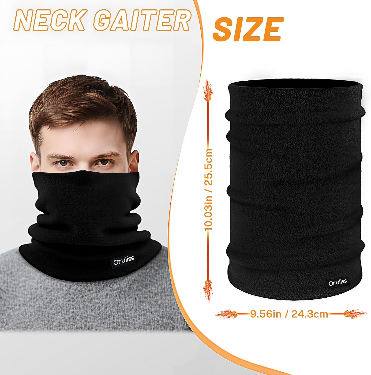 Winter Neck Warmer for Men Women, Fleece Neck Gaiter Double-Layer Face Cover Ski Mask for Cold Weather (1, Army Green)