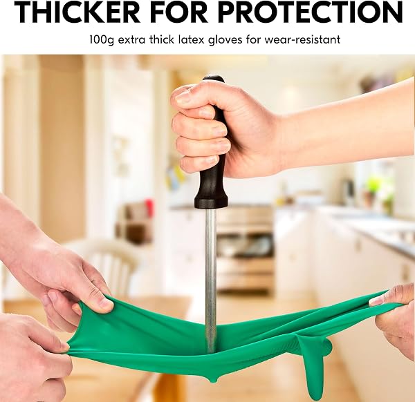 Vgo... Reusable Household Gloves, Dishwashing gloves, Extra Thick, Long Sleeves, Kitchen Cleaning/Painting/Gardening/Pet Care - 4