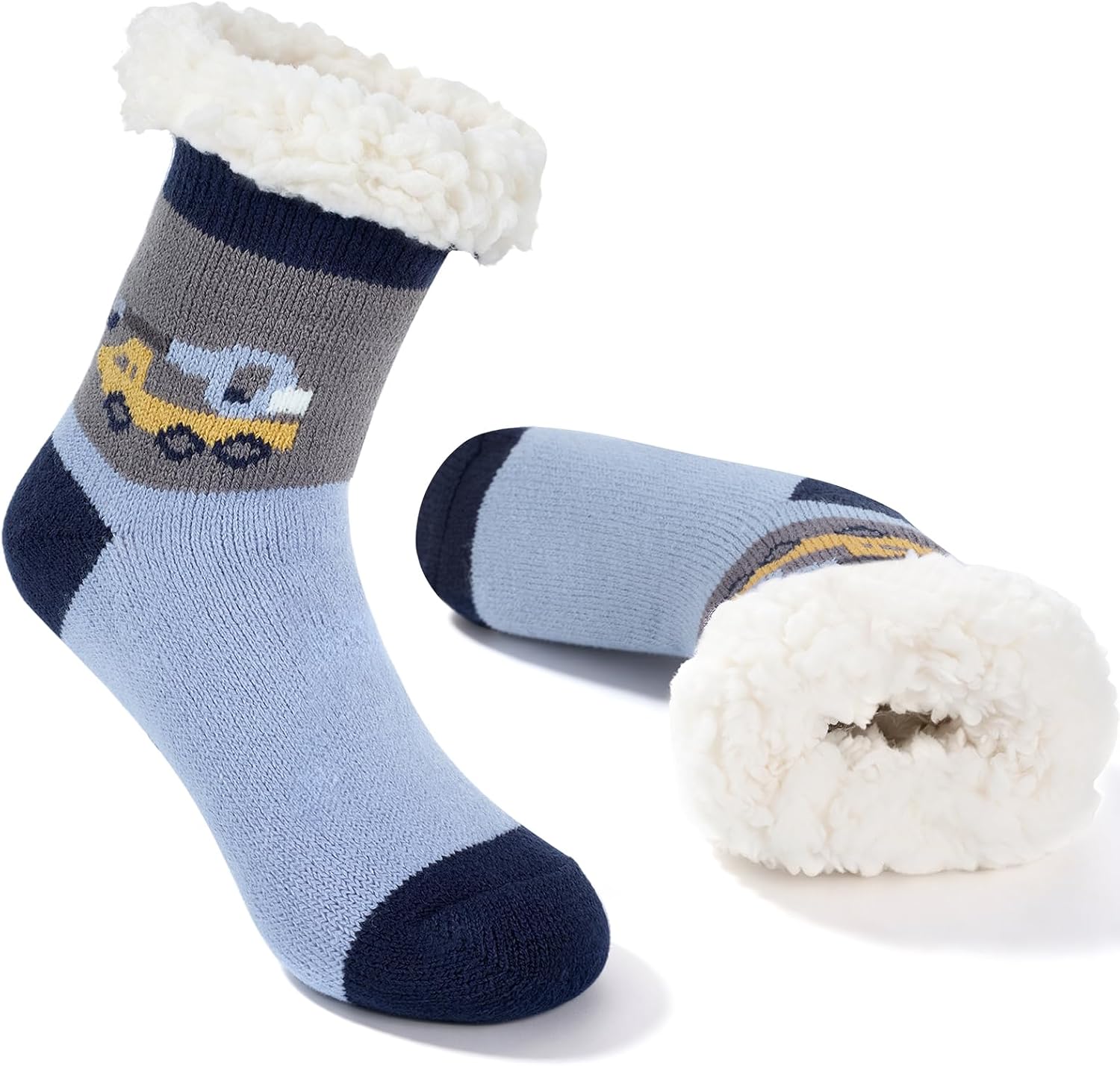 LEMZONE Kids Fuzzy Slipper Socks Non-Slip Grippers Indoor House Socks