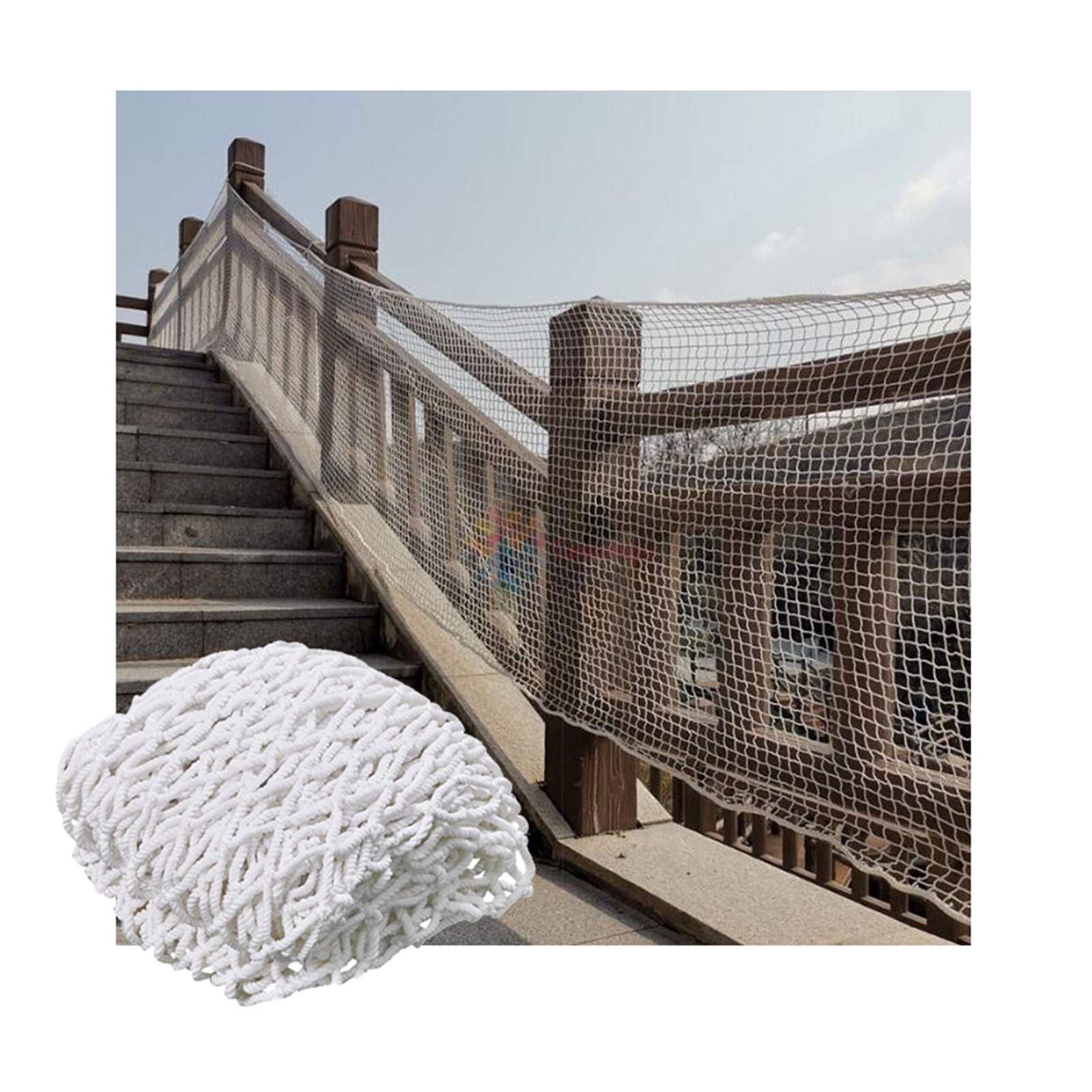 Siatka bezpieczeństwa dla dzieci na schody i balkony, drobna siatka, ochrona zwierząt domowych, dekoracja na plac zabaw, biała (1,5 x 6 m, 3 cm) - zabezpiecz swój dom i zwiększ bezpieczeństwo