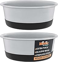 MasterPetSupply Stainless Steel Dog Bowls Set of 2 - 2 Cup Non-Slip Silicone Base, Dishwasher Safe, Rust-Proof Metal Bowls for Dogs & Cats - Black Velvet