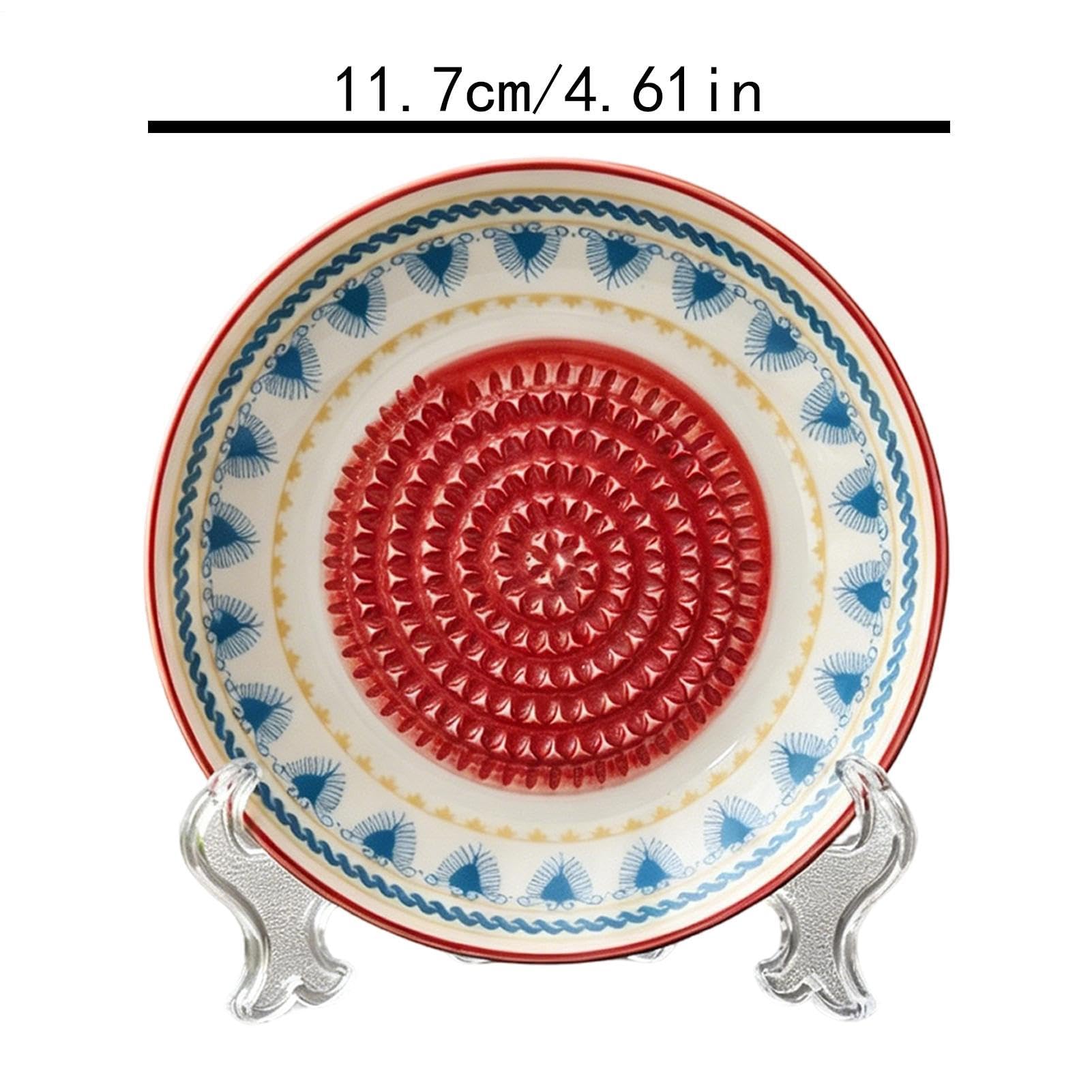 Talerz do tarki do czosnku | Ceramiczne ręczne okrągłe naczynie ze szczotką | Tarka do czosnku | do pieczenia żywności, kuchni, gotowania czekolady
