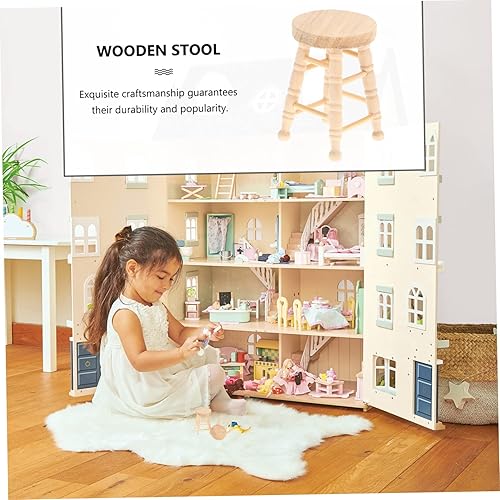 Miniatura 7 de Taburete de casa de muñecas para niños, mini juguetes, decoración de madera, accesorios a escala 112, accesorios en miniatura, muñecas, bar, silla