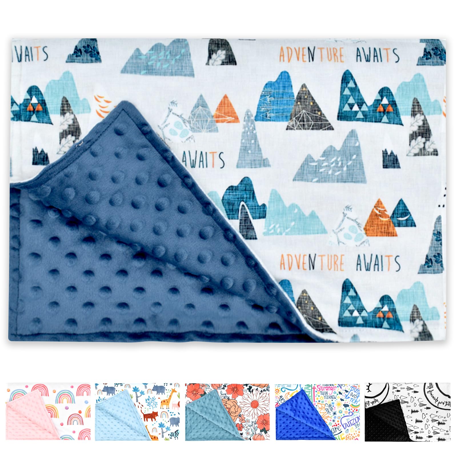 Winmany Baby Plush Blanket for Boys Girls Soft Minky Blankets Cover Dotted Backing Double Layer Toddler Warm Animal Blanket for Cot Bed Shower Gifts (White Mountain)