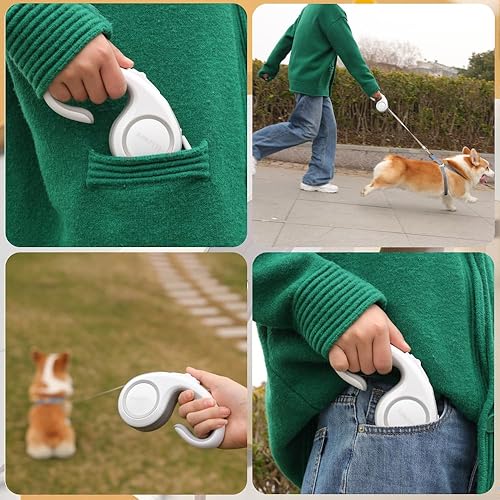 Miniatura 6 de Marchul Correa retráctil para perro de hasta 70 libras, 16 pies, correa de paseo para perros pequeños y medianos, sin enredos en 360 (16 pies, gris)