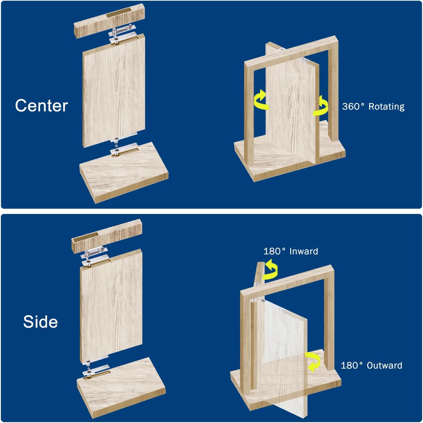 330 LBS Pivot Hinge for Large & Heavy Wood Doors – HBL’ Invisible Pivot Door Hardware for Bookshelves, Built-in Ball Bearings for Smooth & Quiet Operation.