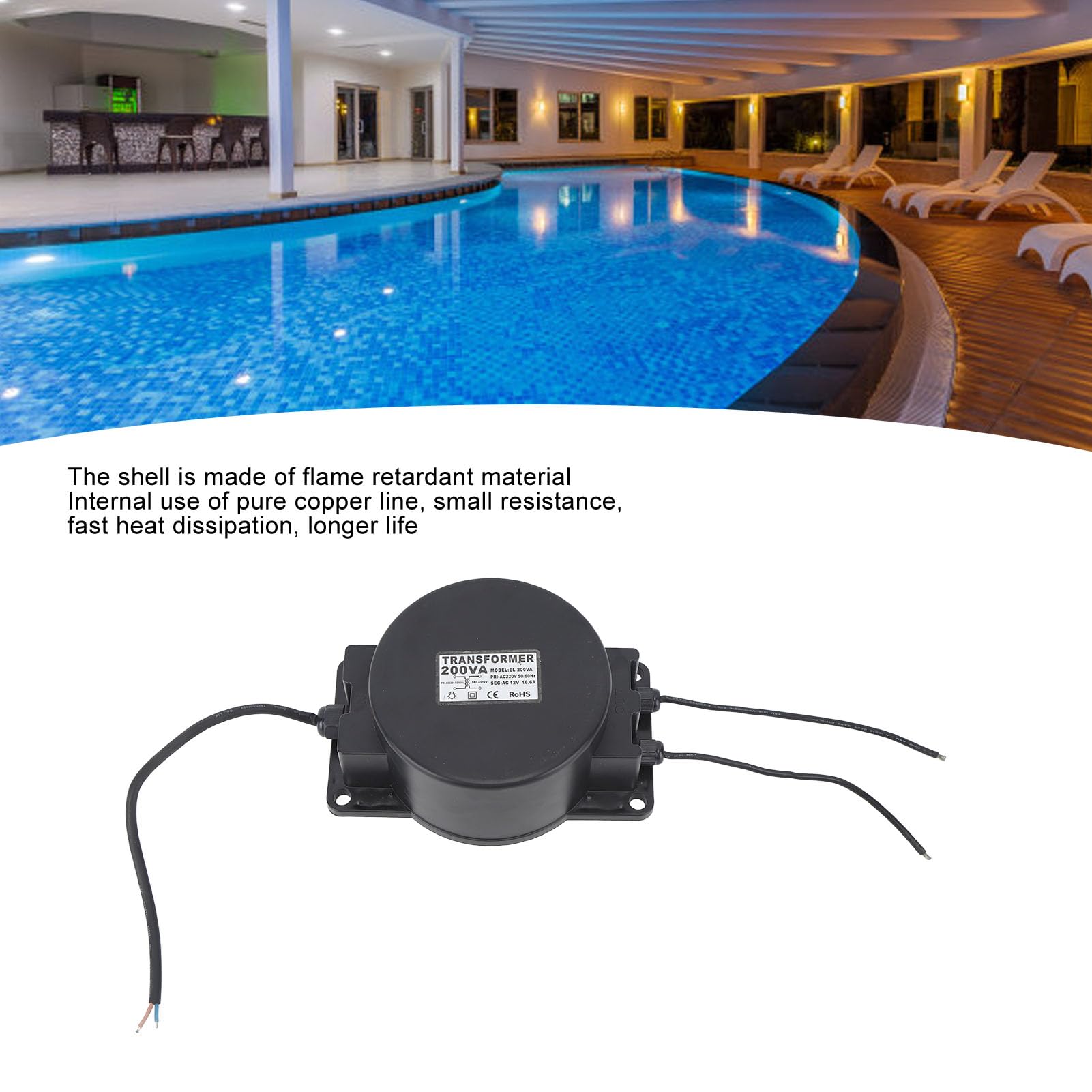 Trasformatore di Luce per Piscina da 200 W per Luci Subacquee Paesaggio della Fontana della Piscina