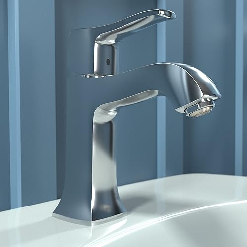 Miniatura 2 de hansgrohe Metris C Classic 31077001 - Grifo de fregadero de baño de repuesto clásico de 1 manija y 1 manija de 1 7 pulgadas de alto, cromado,
