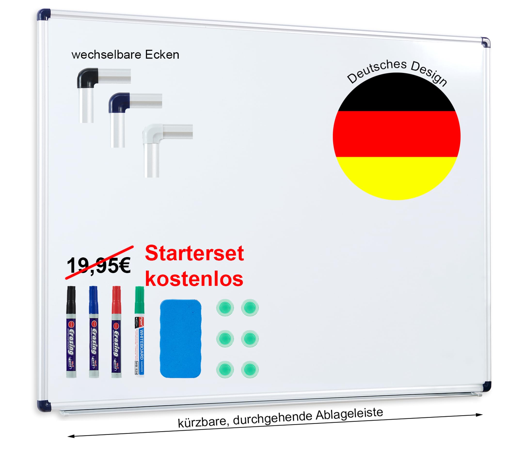 Dynamic-Wave Premium Whiteboard - 200 x 100 - Magnetwand & Schreib- und Zeichentafel - Vielseitige Magnettafel, Notiztafel für Büro, Schule & Zuhause