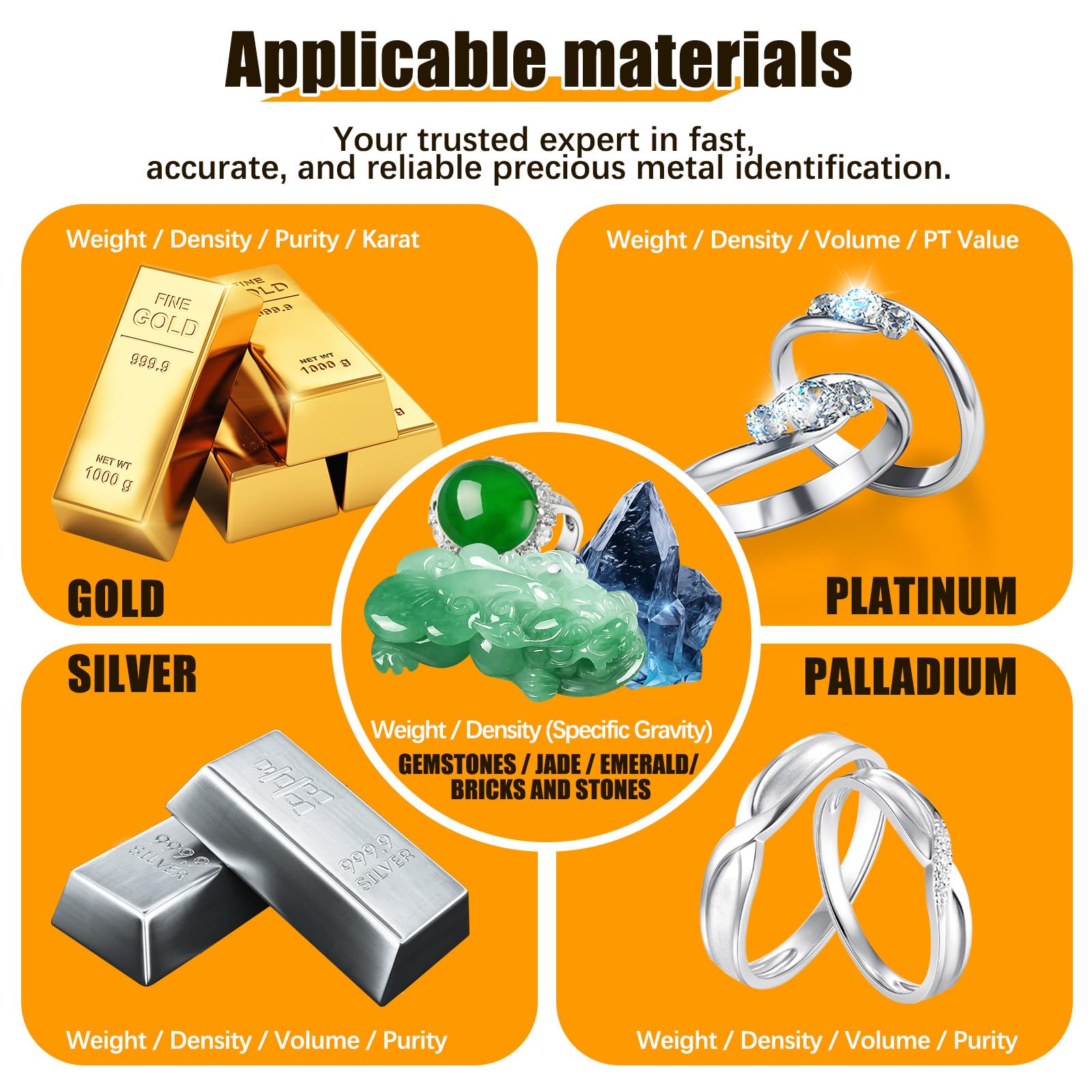 Probador electrónico de pureza de Oro, comprobador Digital de autenticidad de Metales Preciosos, medidor de pureza de Oro, densímetro para Laboratorios, joyerías y Bancos 300K