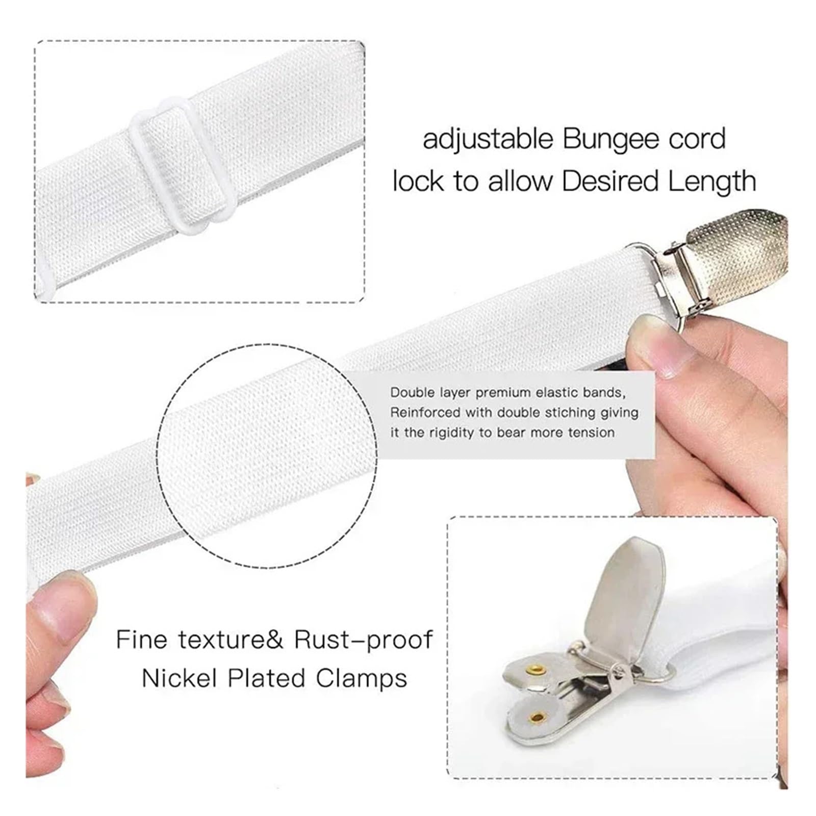 Pinzas for Sábanas Elásticas Antideslizantes Cinturón 12 Clips Multicolor(12 Clips White)