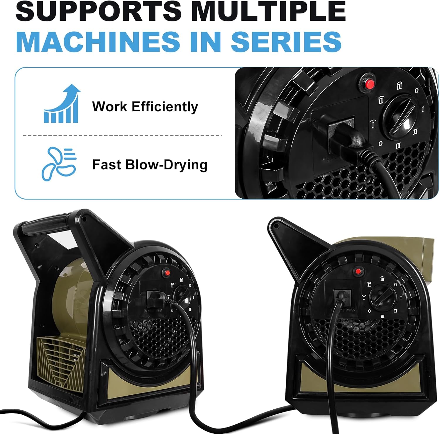 BILT HARD High Velocity Fan with 3 Speeds, 375 CFM Professional Pivoting Utility Blower Fan for Drying, 120V Air Mover with AC Outlet for Garage, Job Site, Black