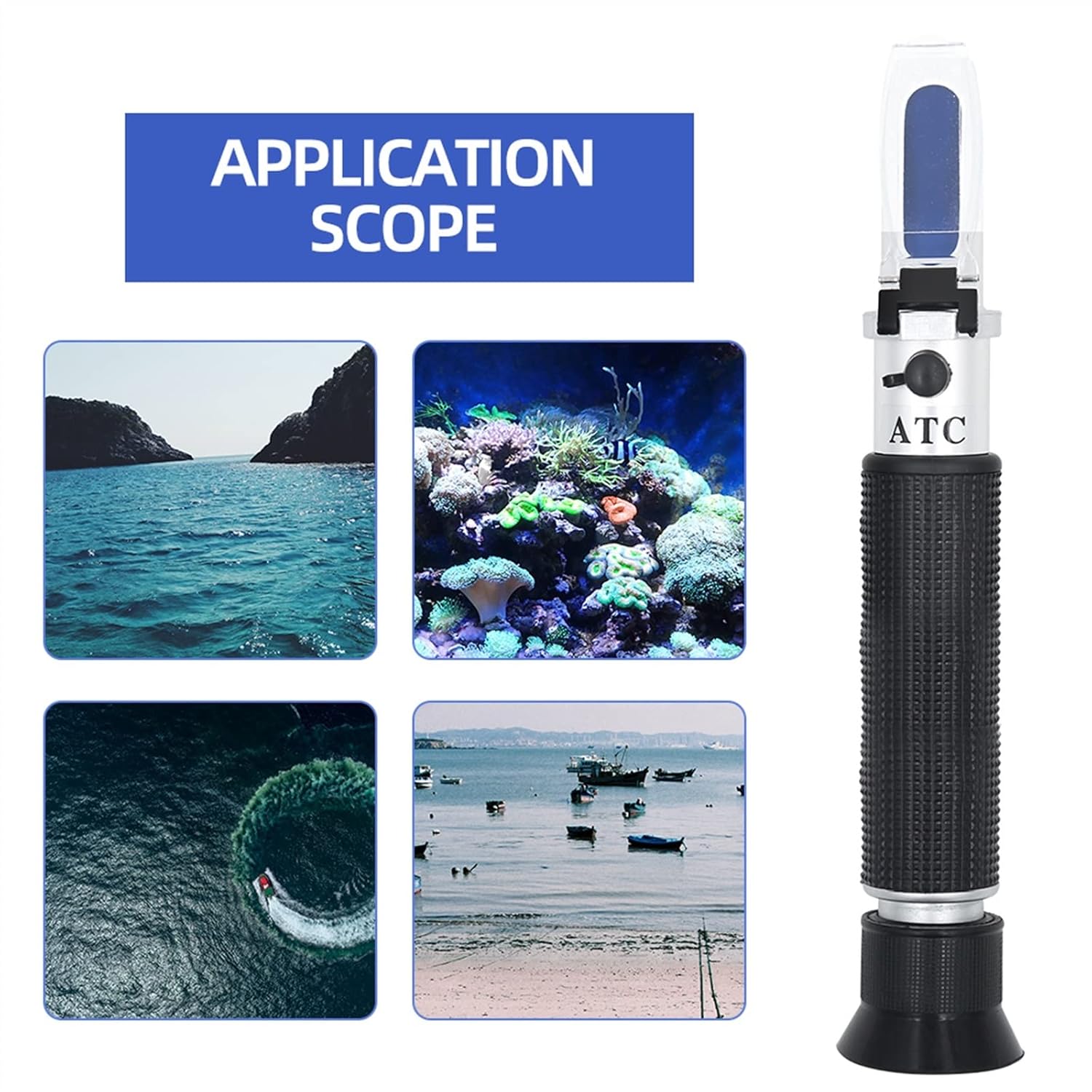 3 in 1 Handheld 0-100% Salinity Aquarium Pool ATC Automatic Refractometer 1.000-1.070SG Salt Seawater Salinometer for Water Test