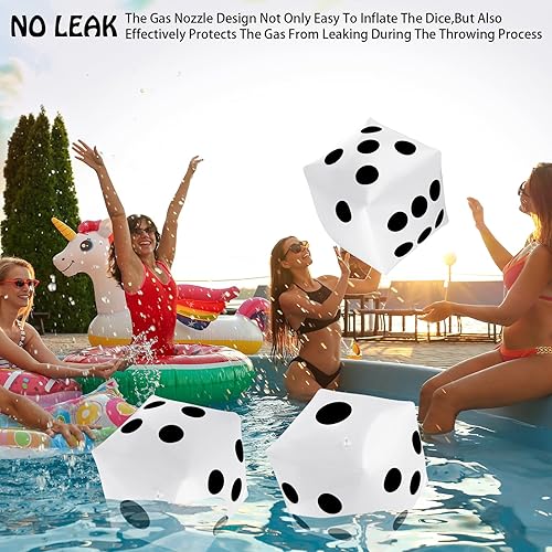 Miniatura 4 de Paquete de 3 dados inflables grandes jumbo gigantes para interiores y exteriores, juego de mesa Ludo, favor de fiesta en la piscina (20 pulgadas,