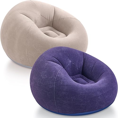 Miniatura 43 de Realspring Sillas Puf Inflables para Exteriores, Sillas de Campamento Inflables, Sofá Perezoso Inflable, Tumbonas Puf Plegables Portátiles, Sofá