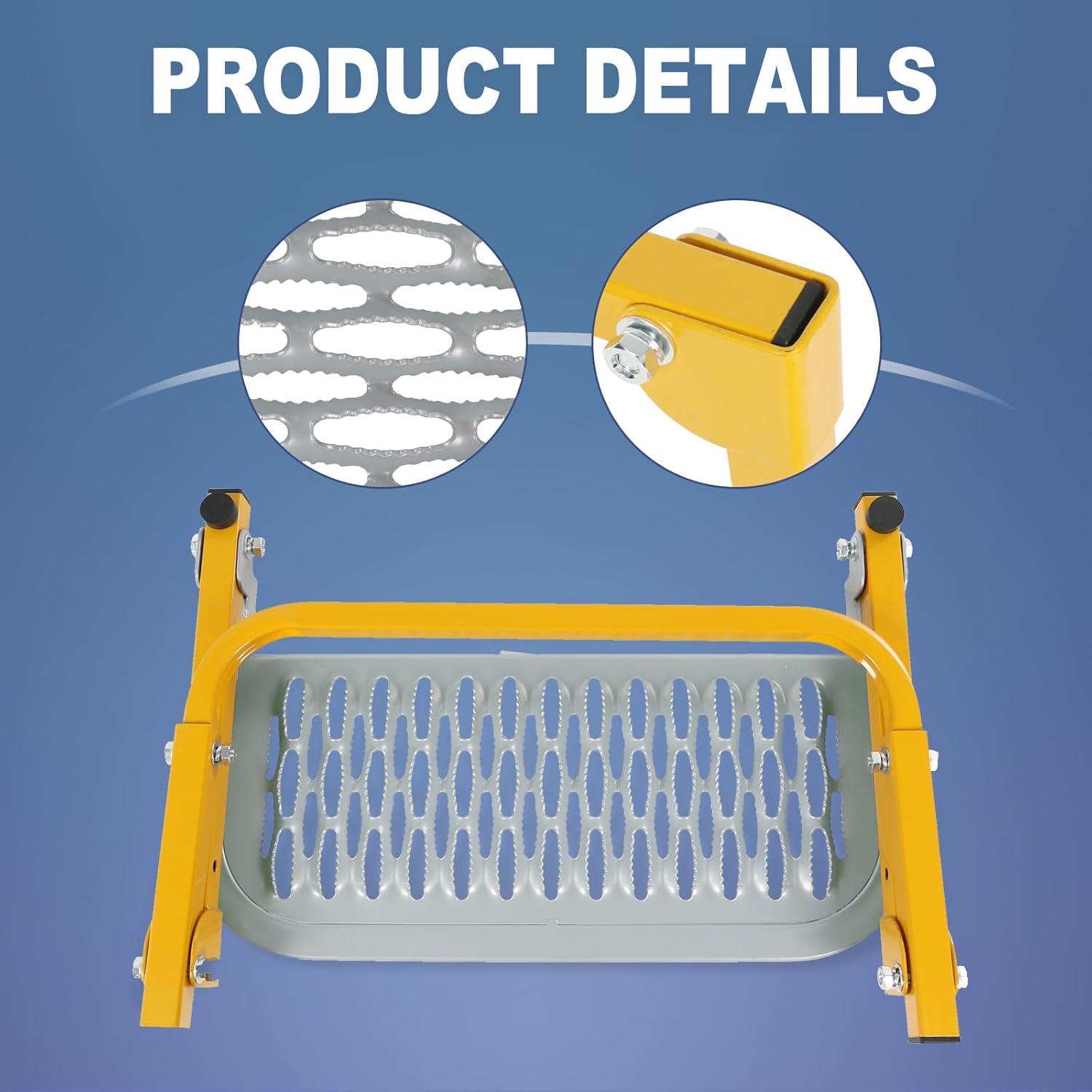 DICMIC Folding Heavy Duty Tire Step for Truck, SUV and RV Adjustable Tire Mounted Step Fit Most Tire from 10.2” to 14.4”, Rated up to 300 Lbs, Shark Jaw Shape Non-Slip Design, Yellow Type2 Yellow