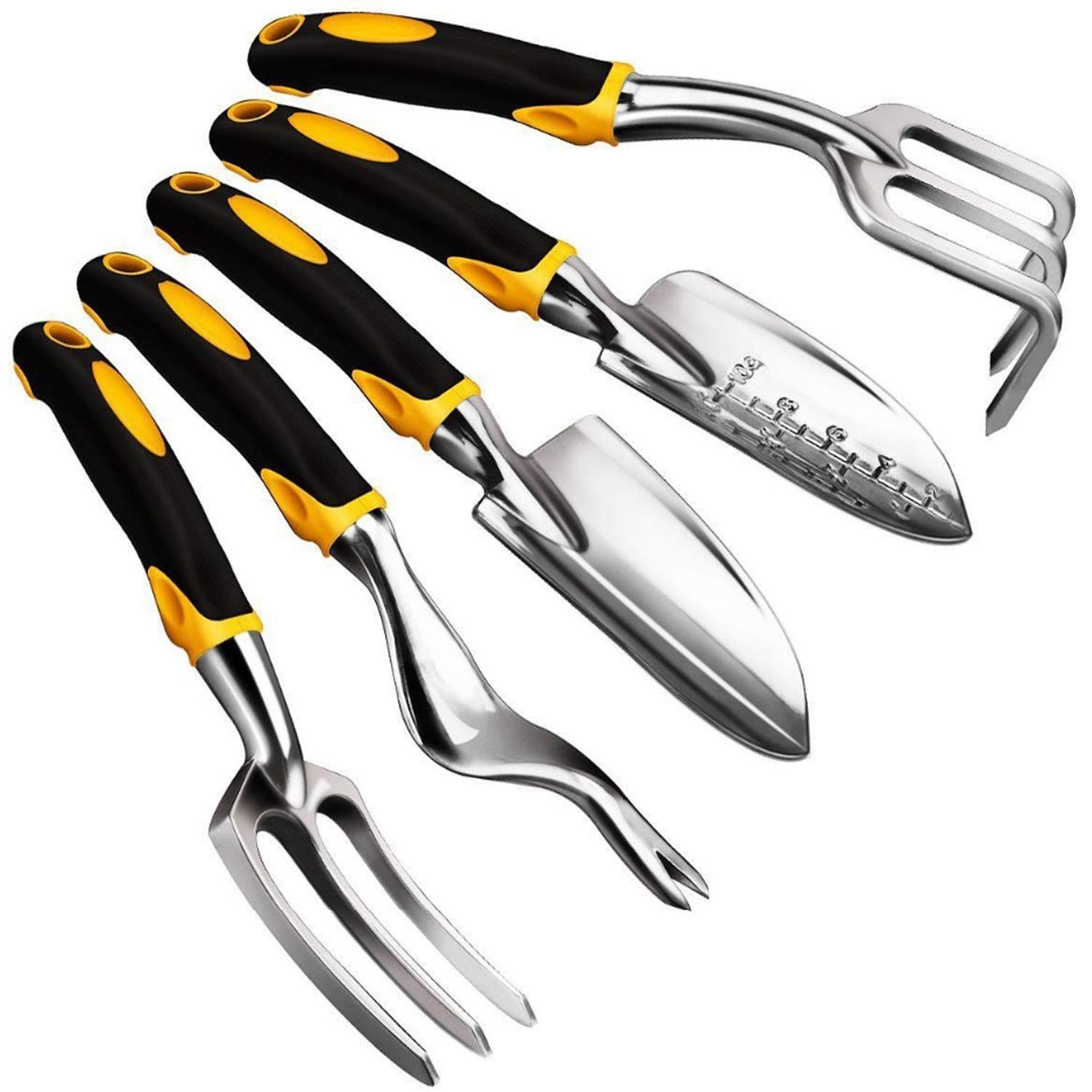 Zestaw Narzędzi Ogrodniczych Ze Stali Nierdzewnej, Wielofunkcyjne Narzędzie Do Kopania I Przesadzania, Ergonomiczny Uchwyt Antypoślizgowy, Polerowane Aluminium, Odporne Na Rdzę I Trwałe