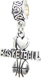 Cherityne Dangle I Love Basketball Charm Bead for Charms Bracelets