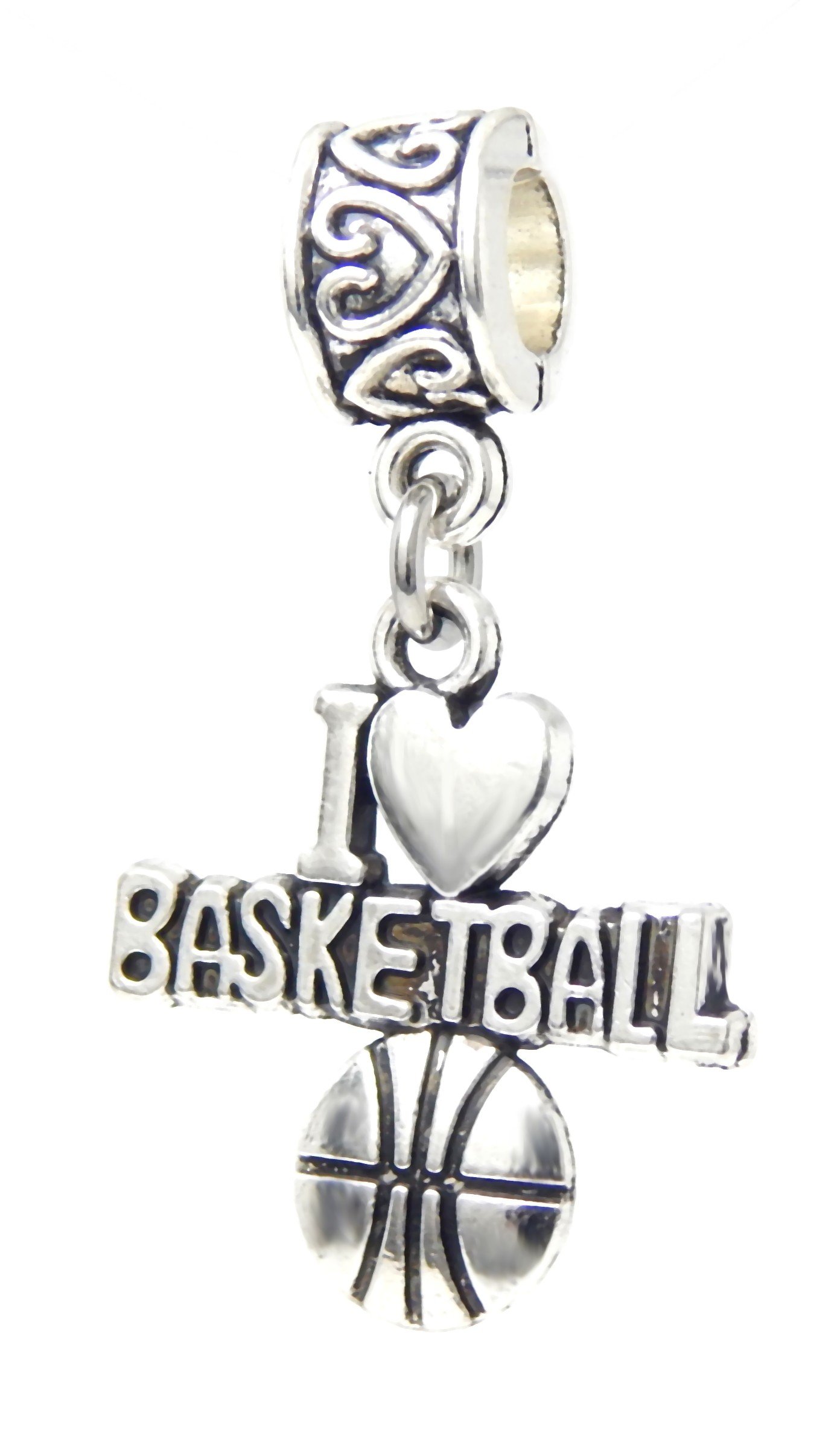 Dangle I Love Basketball Charm Bead for Charms Bracelets