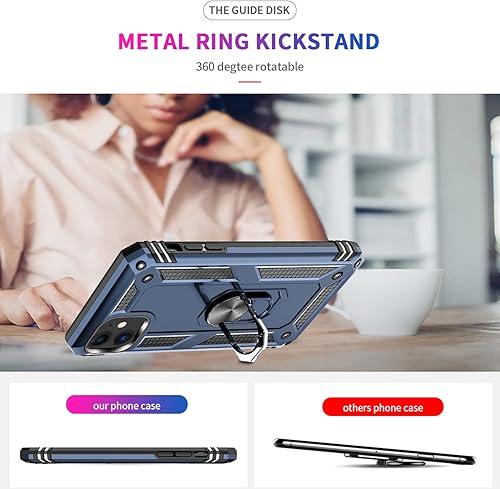 Miniatura 8 de LeYi - Funda para iPhone 11 con protector de pantalla de vidrio templado (2 unidades), cubierta protectora de grado militar con anillo magnético