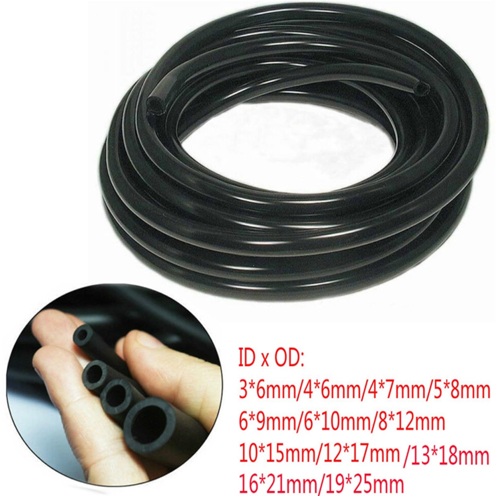 Tubo Gasolina Moto Manguera de combustible de caucho de nitrilo negro de 1 m, manguera de línea de aceite diésel de gasolina, tubo blando de 0,3 cm a 1,2 cm, resistente al aceite, al desgaste, a los á