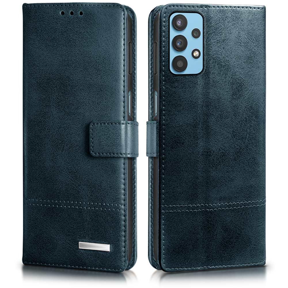 WOW IMAGINE Shock Proof Hand Stitched Luxury Premium Flip Cover Case for Samsung Galaxy M32 5G | A32 5G (Flexible | Leather Finish | Card Pockets Wallet & Stand | Tanned Blue) (B0C8TFPSGP) Amazon Price History, Amazon Price Tracker