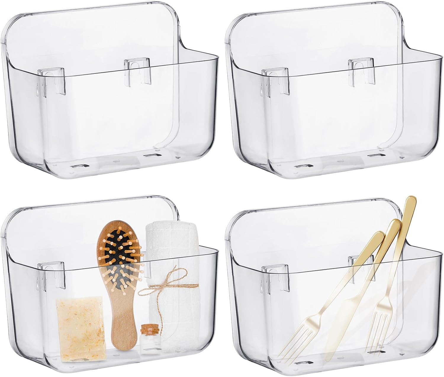 Amazon.com: Domensi 4 Pcs Adhesive Acrylic Wall Mounted Organizer for ...