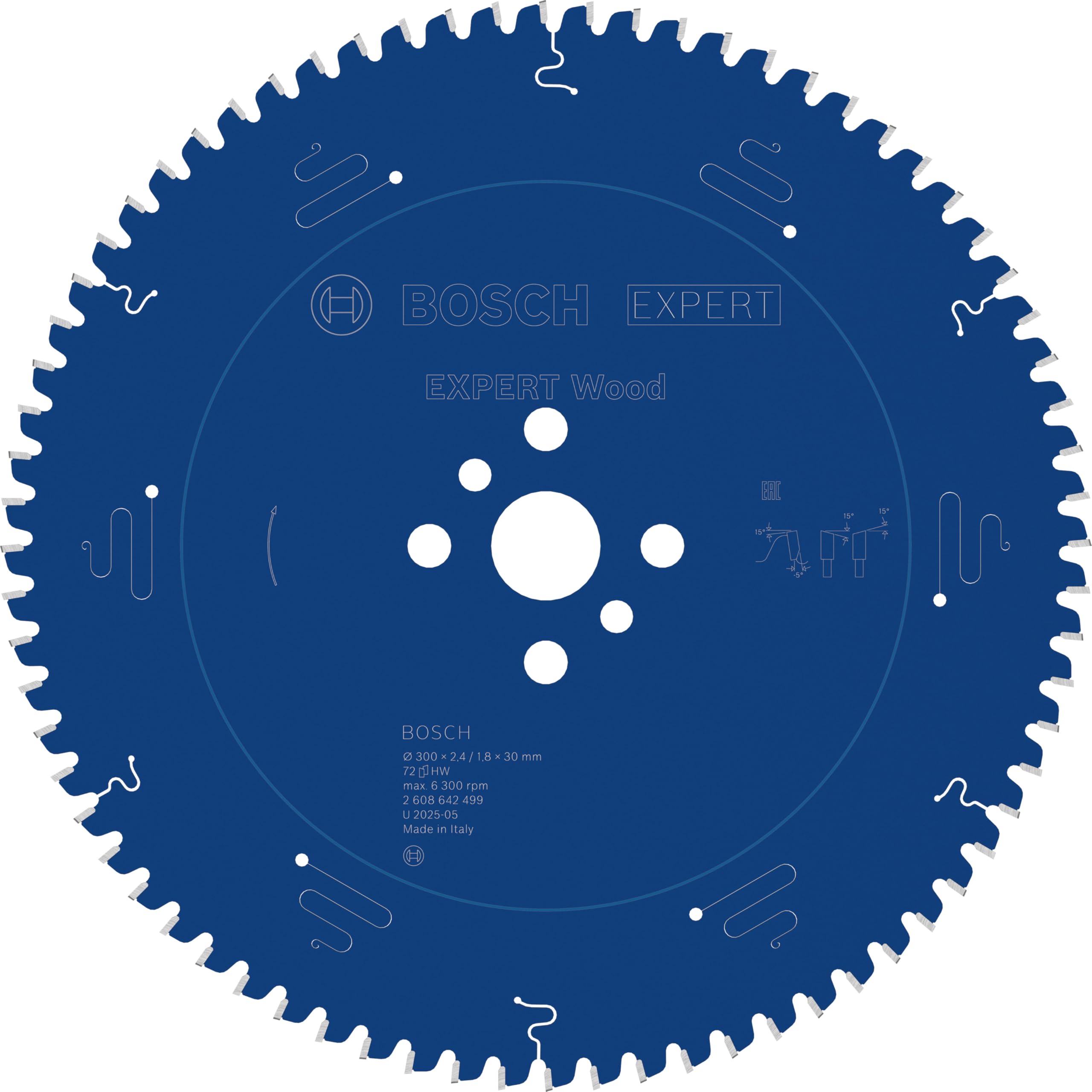 Bosch 2608642499 dairesel testere bıçağı Expert for Wood 300 x 30 x 2.4/1.8 mm Z72T