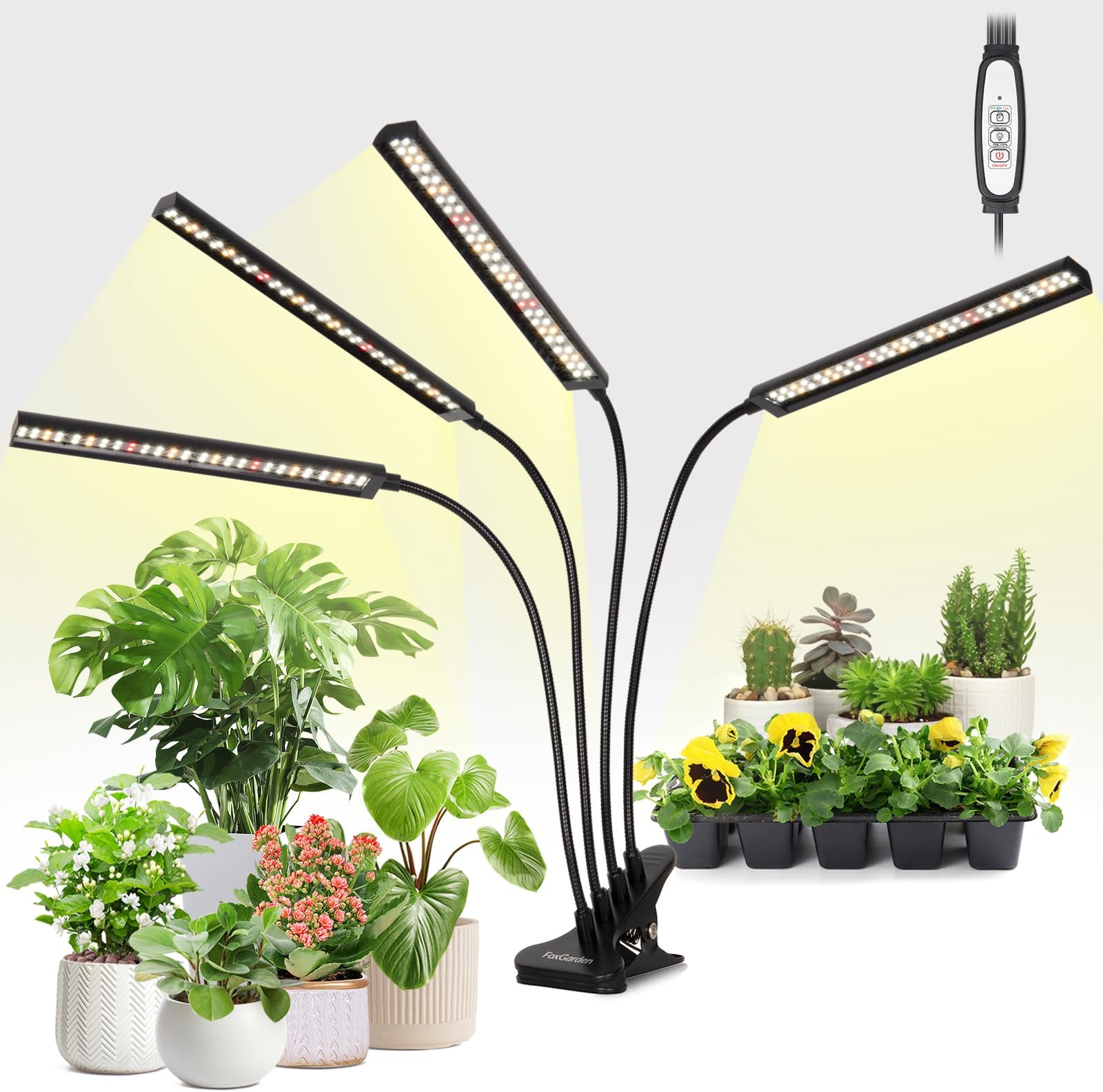 FOXGARDEN Grow Lights Full Spectrum, FourHead Plant Lights