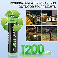 Vista 2 de Kruta Luces solares AAA 1100 mAh de alta capacidad 1.2 V Ni-MH recargable AAA batería solar para luces solares al aire libre, cadena de luces