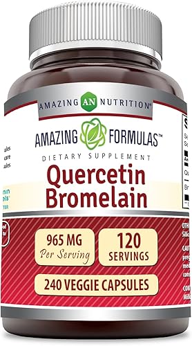 Miniatura 10 de Amazing Formulas Quercetina 800 mg con bromelina 165 mg, suplemento de 120 cápsulas vegetarianas, sin OMG, sin gluten, fabricado en Estados Unidos