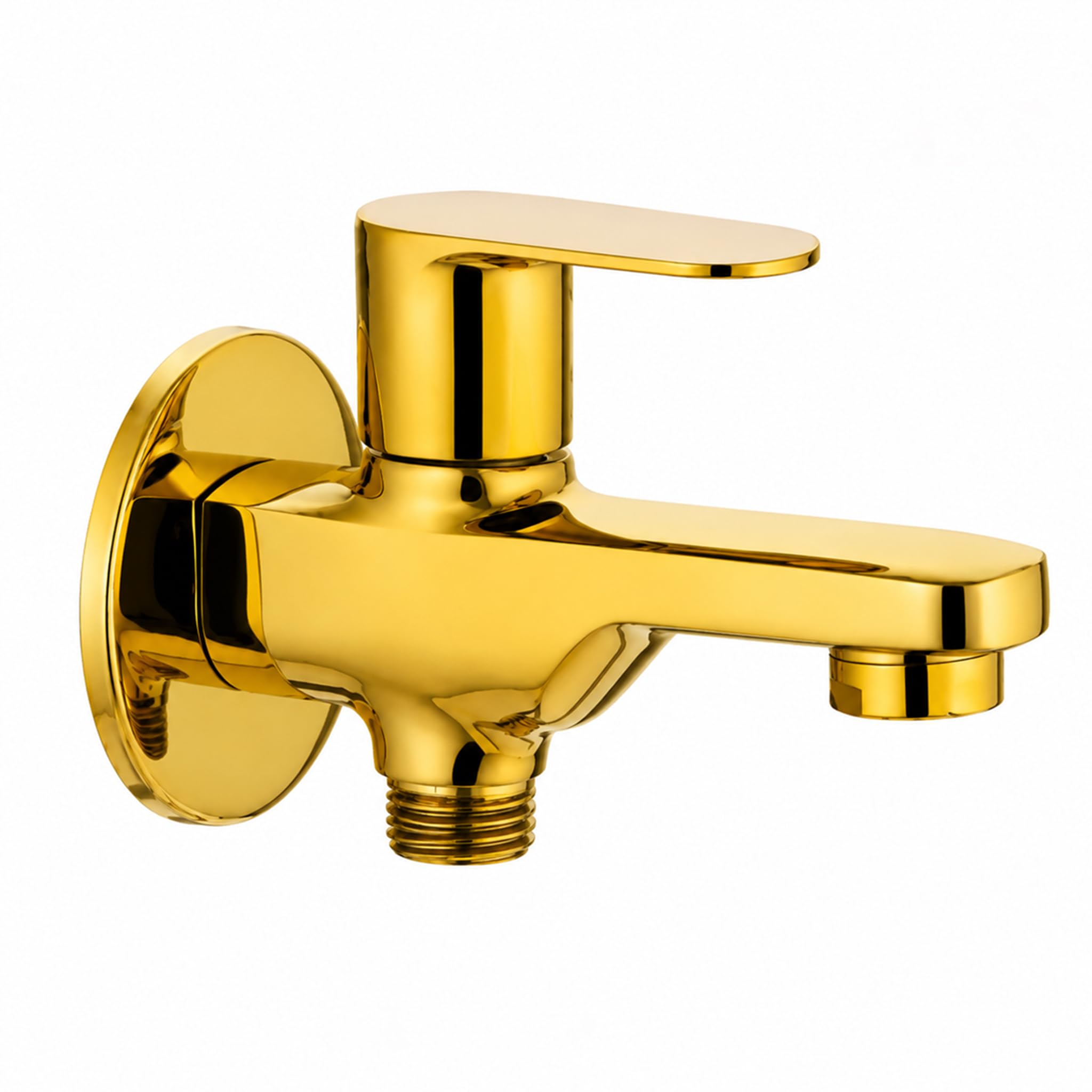 Maipo Dove Gold Brass Bib Cock 2 in 1 Wall Mounted Tap with Flange, Bathroom Faucet, Wall Mounted Water Tap, 2 in 1 Bib Cock with Flange, Premium Brass Utility Tap, Gold Finish-picture-15