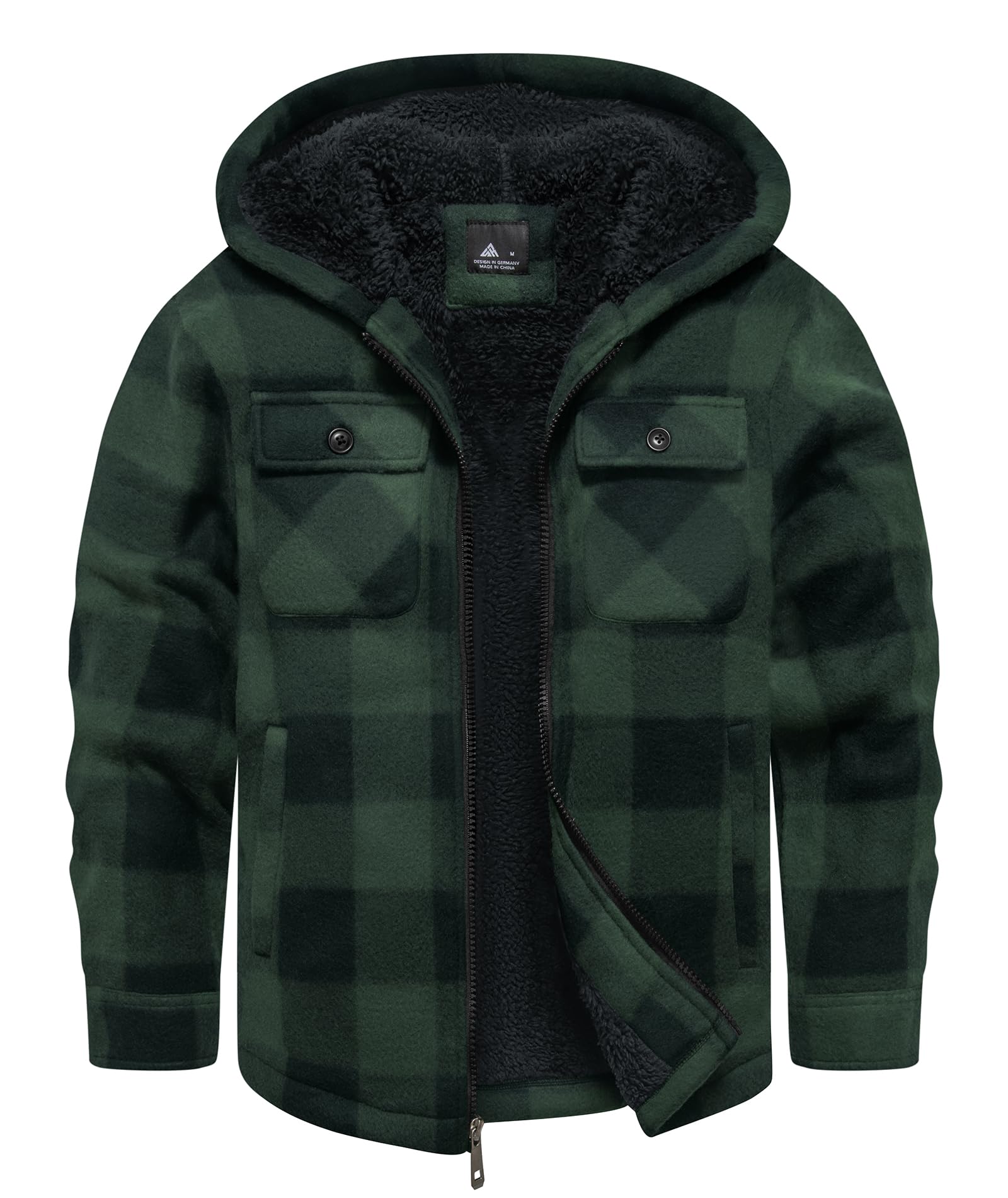 zitysport Hemdjacke Jungen Verdicken Hoodie Karierts Jacke Kinder mit Reißverschluss Warm Flanelljacke Jungen Sweatjacke Outdoor Fleecejacke Winter Jacken für Junge mit Brusttasche