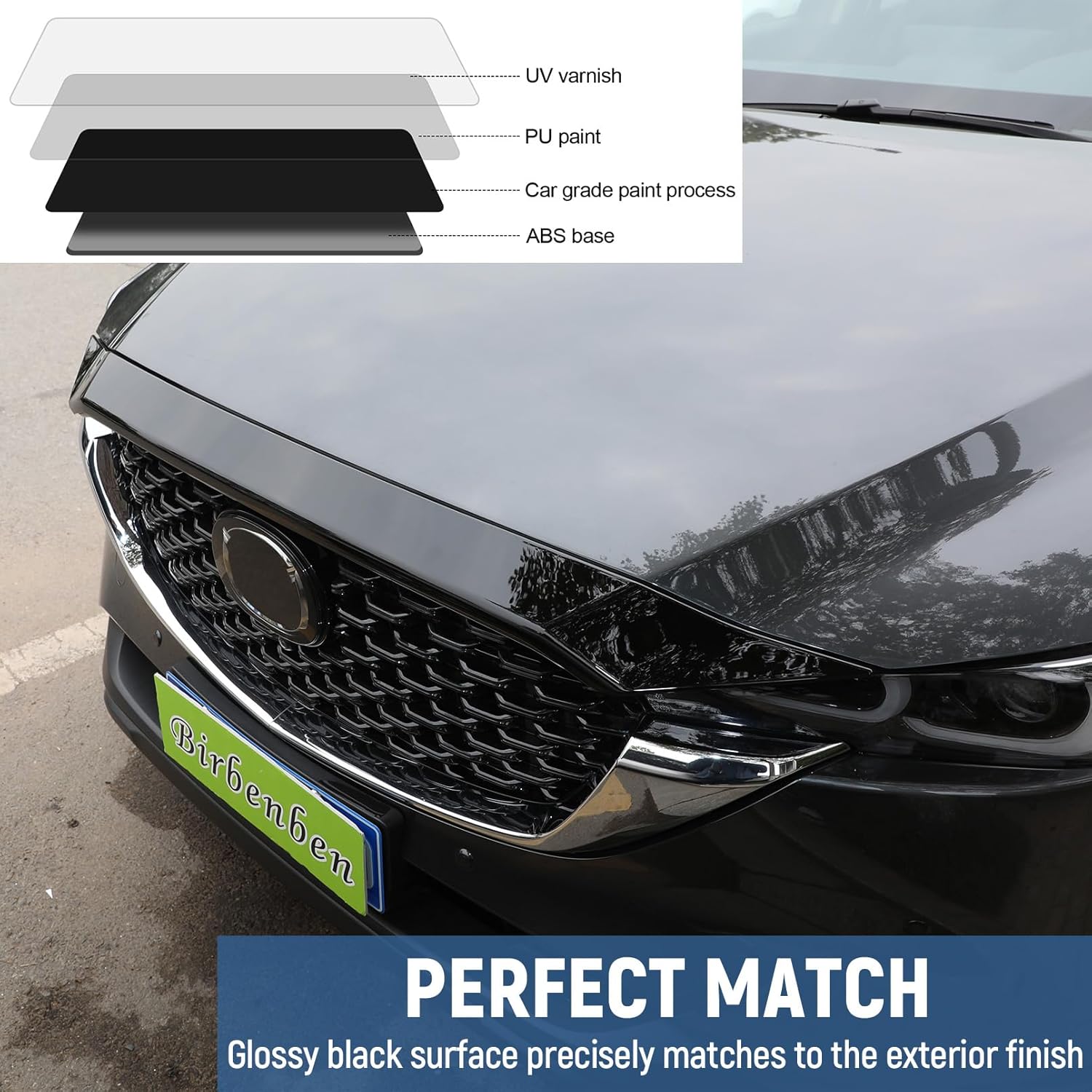 Fit for Mazda CX-5 2017-2025 Accessories, Glossy Black Hood Bug Deflector Hood Bonnet Cover Trims Front Bumper Stone Guard Protection for CX 5 CX5 2018 2019 2020 2021 2022 2023 2024