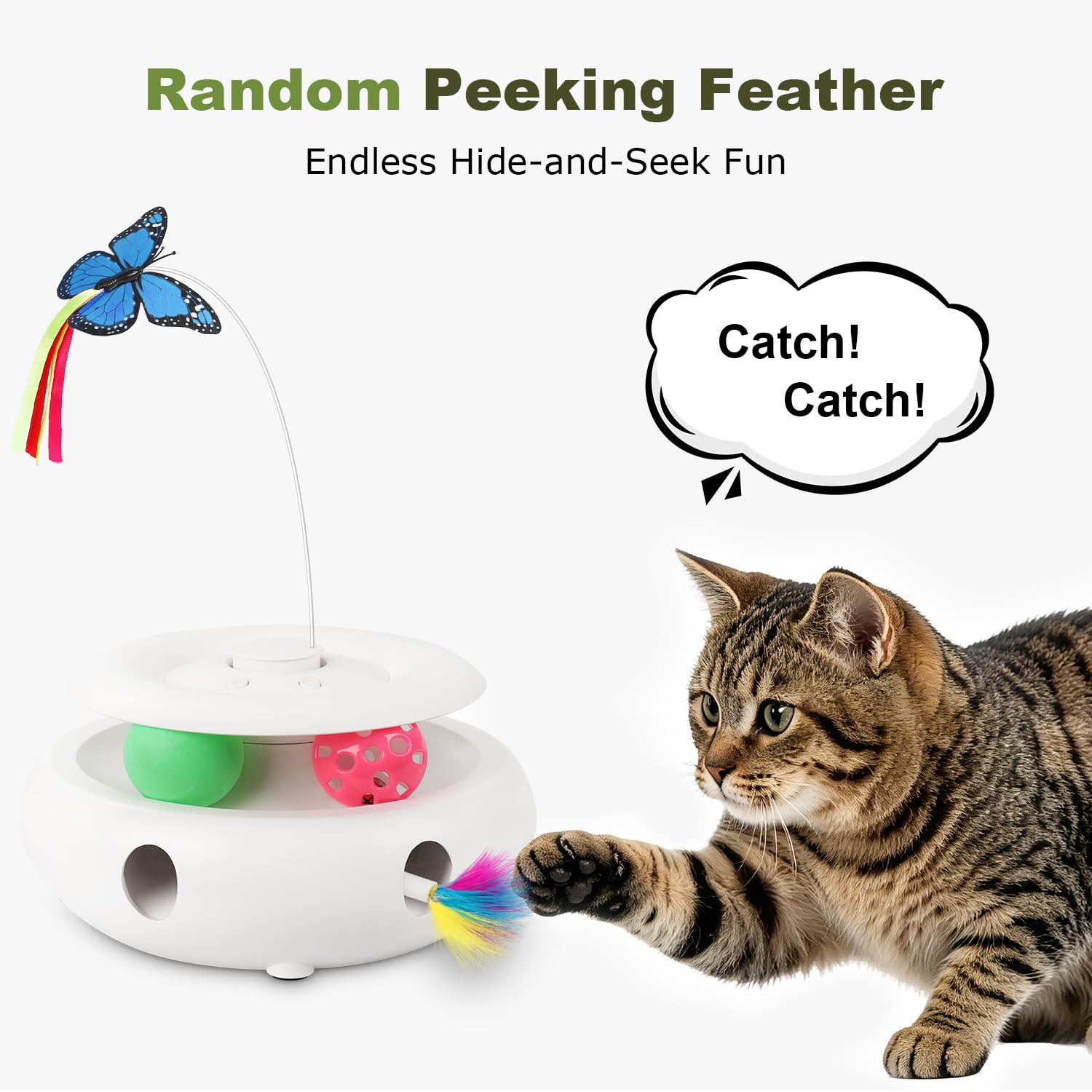 Jouets interactifs pour chat Blanc