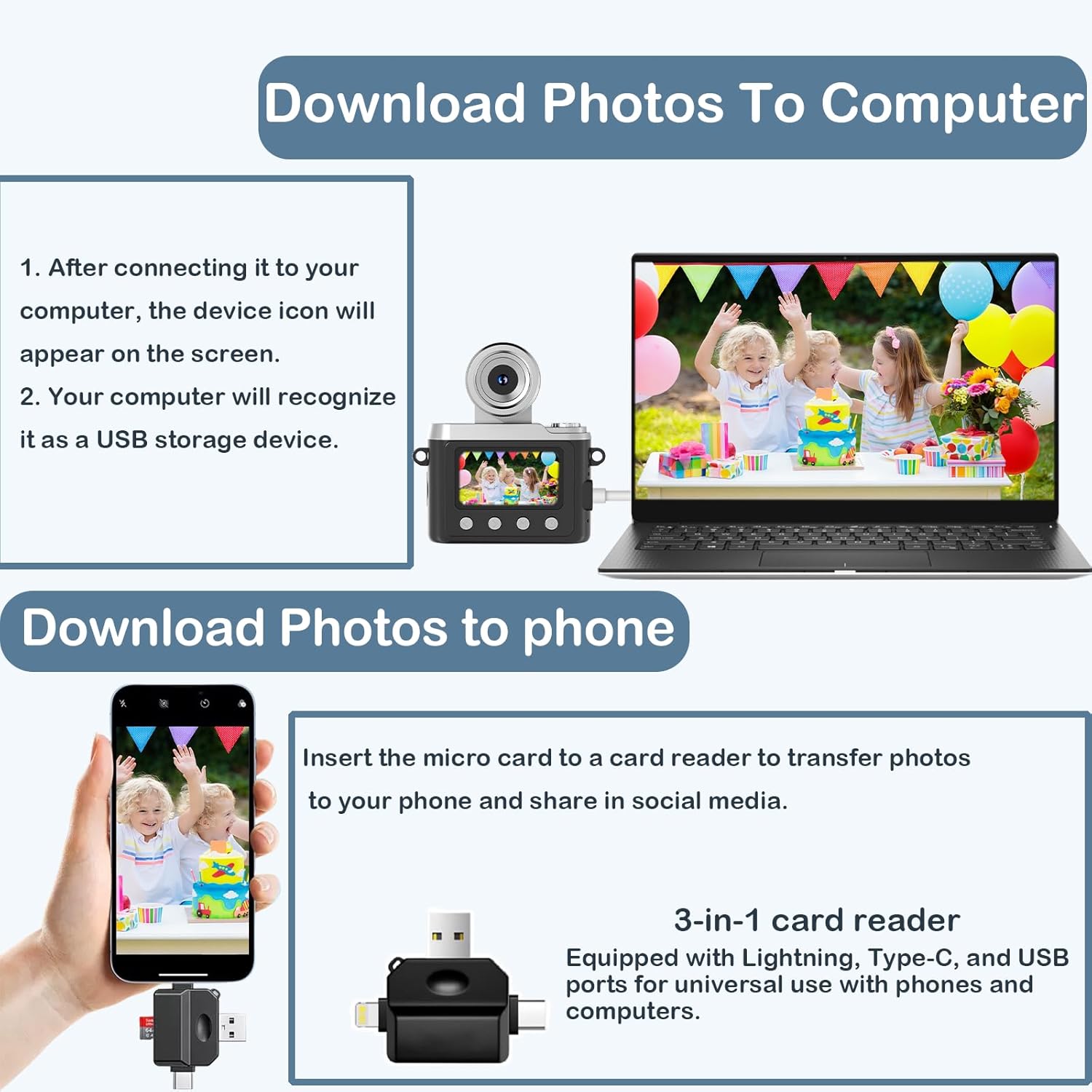 Mini Keychain Digital Camera, Retro CCD Camera 1080P Flip the Lens Digital Camcorder with 32GB Card & 3-in-1 Card Reader, Portable Tiny Camera for Kids, Beginner, Travel, Party and Vlog(Black)