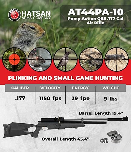 Miniatura 4 de Hatsan AT44PA-10 - Rifle de aire QES de acción de bomba con Wearable4U 100x incluido y paquete de dianas de papel y pellets Rifle de aire Cal .25 +