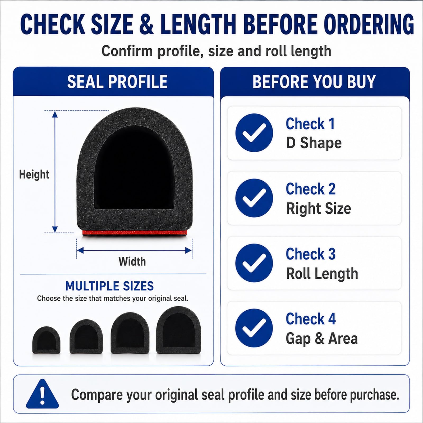 Sello de silicona para puerta, 20 pies autoadhesivo en forma de D para marco de puerta, tira de aislamiento de puerta, sello de ventana, ancho: 1 pulgada; altura: 1 pulgada; 20 pies