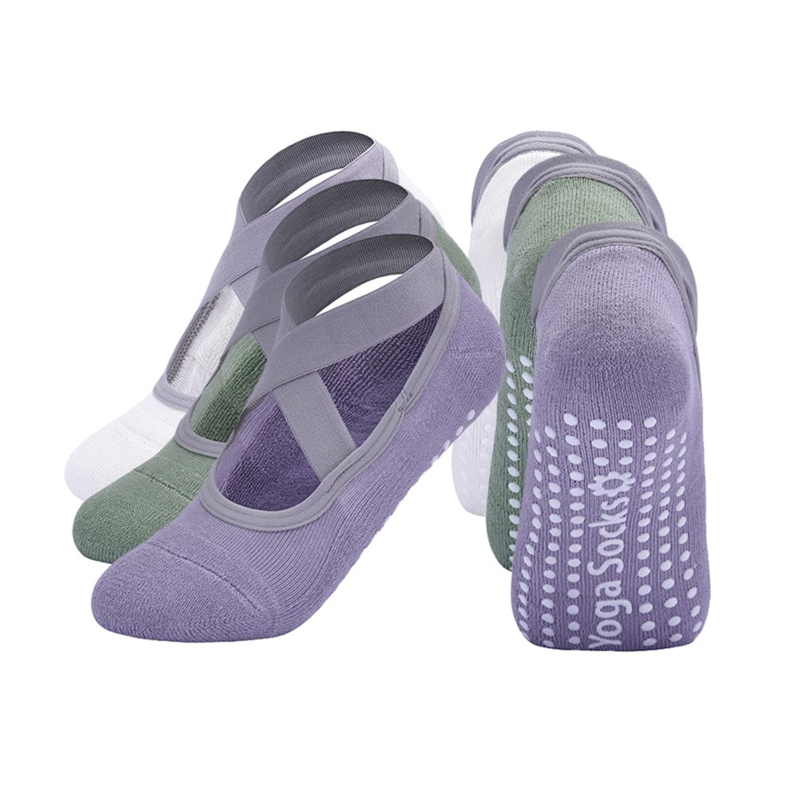 Zestaw skarpetek z palcami, Zestaw 3 skarpetek do jogi dla kobiet, antypoślizgowe, EU35-40, US4.5-8.5, wielokolorowe(3 Pairs Yoga Socks-04)