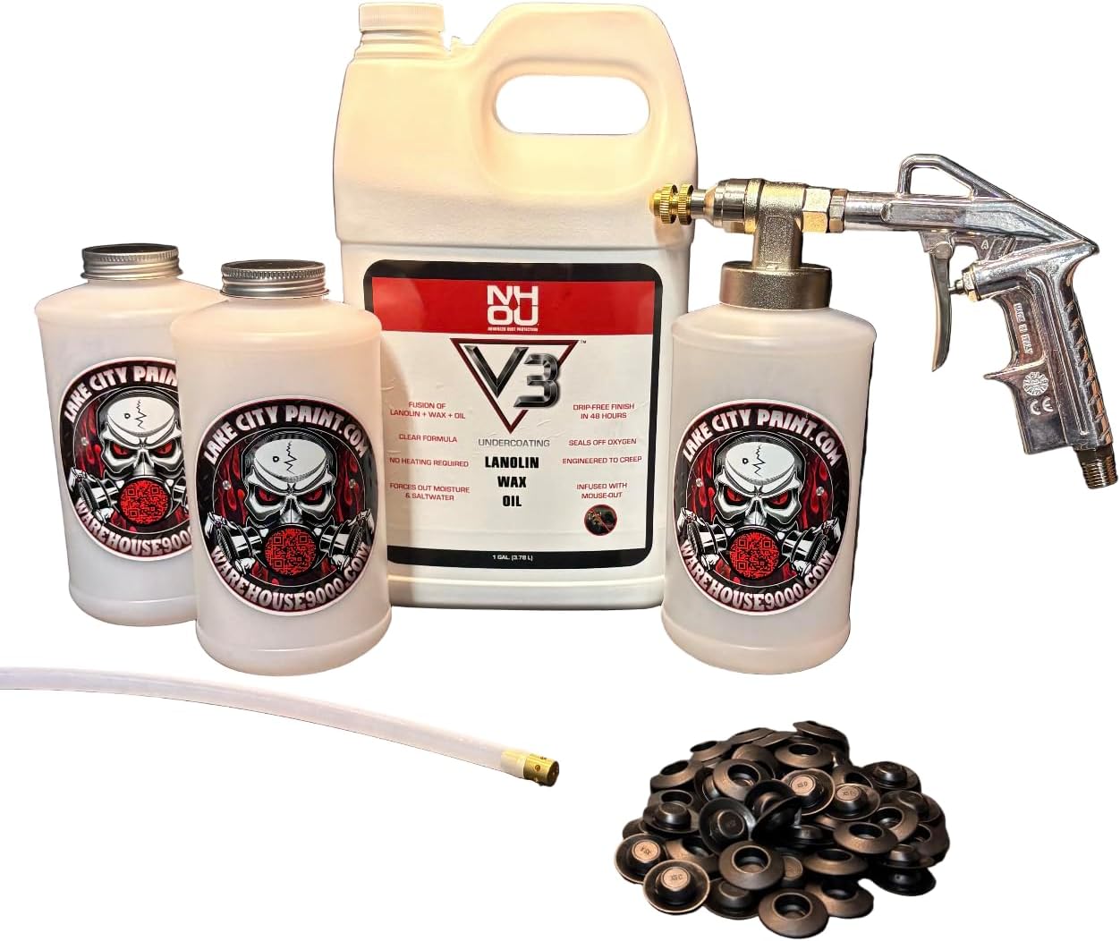 NH Oil V3 Clear Pro Undercoating Gun – 360* Wand Kit (3 W Quart Bottles)